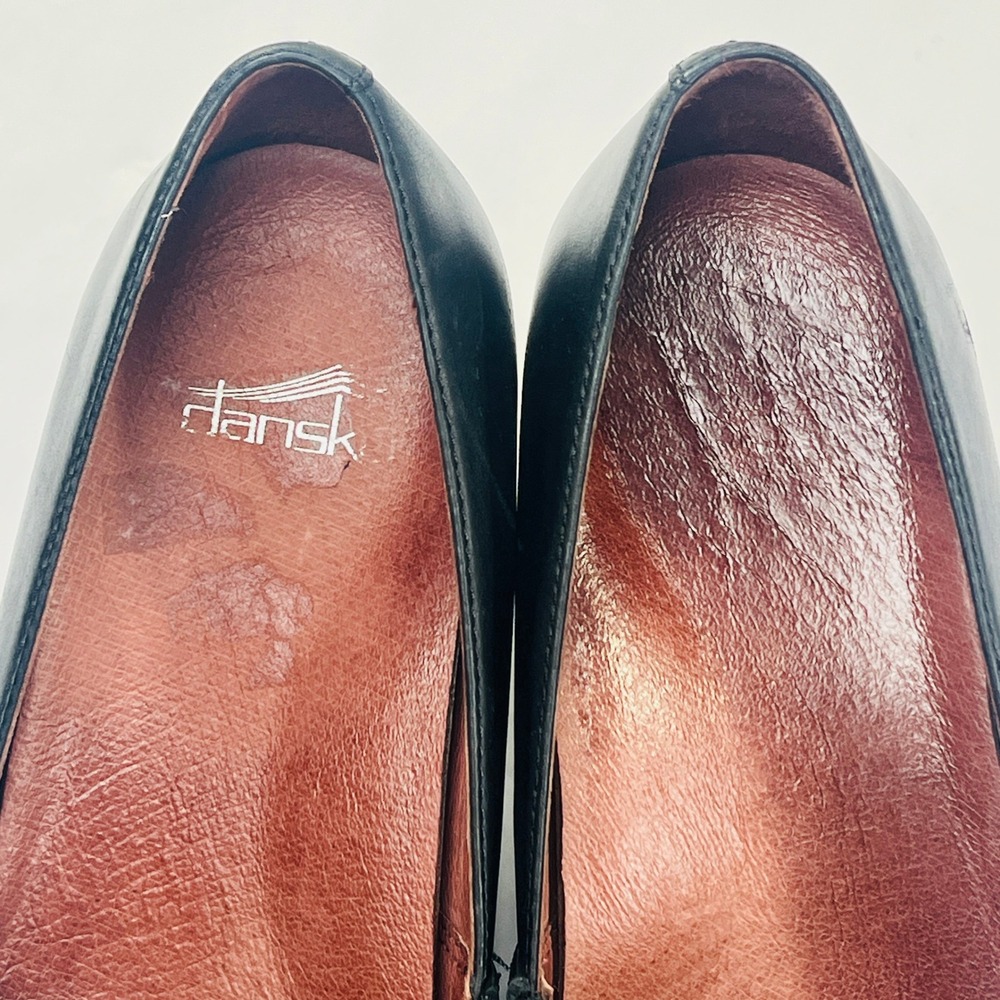 Dansko Shanda Shoes Womens 38/7.5-8‎ Black Leather Waterproof Wedge Heel Comfort - Picture 4 of 12